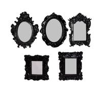 5 Pcs Black Vintage Resin Photo Frame, Antique Photo Resin Rectangular Elliptical Shaped Frame, Retro Miniature Embossed Picture Frame Without Glass or Backing for DIY Crafts Making Home Decor