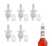 5 PCS Bottle Pourers And 5 PCS rubber pourers dust cap covers Syrup Pourer Pour Spouts Plastic Liquor Bottle Pourers with Rubber Pourers Dust Cap Covers Bottle Pourers (Clear)