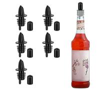5 PCS Bottle Pourers And 5 PCS rubber pourers dust cap covers Syrup Pourer Pour Spouts Plastic Liquor Bottle Pourers with Rubber Pourers Dust Cap Covers Bottle Pourers (Black)