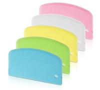 5 Pcs Bowl Scrapers for Bread Dough Food Scraper Plastic Bench Scrapers Tool Kitchen Multi-Purpose Curved Edge Flexible Bowl Scraper for Baking Cake Fondant Icing Proofing Basket