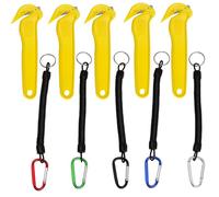 5 Pcs Box Cutter Safety Knife Tool Yellow, Utility Parcel Opener Suitable for Cardboard Warehouse Packaging and Cardboard Boxes,for Bubble Wrap Stretch Film, with 5 Anti Lost Ropes