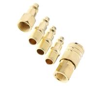 5 Pcs Brass Quick Coupler Set 1/4 Inch NPT Air Hose Connector for Compressor Tool Change and Pneumatic System Use