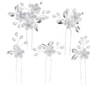 5 Pcs Bridal Hairpins, Pearl Rhinestone, Flower Hair Clips, Silver Jewelry Wedding Headpiece Hair Accessories for The Bride and Bridesmaid