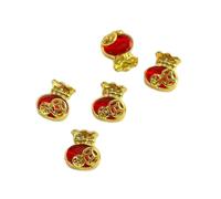 5 Pcs Bright Golden New Year Nails Art Charm Fortunes Ingot Charm Rhinestones Decorations