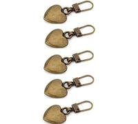 5 Pcs Bronze Heart Shaped Zipper Pull Replacement Metal Zipper Backpack Zippers Mend Fixer Repair for Coats Jackets Pants Luggage, Fasteners, Sewing Notions Supplies