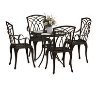 Outsunny 5 PCs Garden Dining Set, Garden Furniture Set, Bronze Tone, Brown