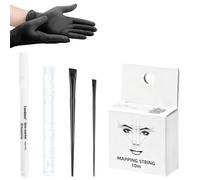 5 Pcs Brow Mapping Set Pre Ink Permanent White Brow Mapping String Skin Marker Pen Fine Angled Eyeliner Brush Eyebrow Brush Black Gloves Brow Lamination Kit For Eyebrow Mapping Microblading