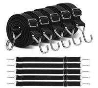 5 Pcs Bungee Cords with Hooks, 1M Adjustable Heavy Duty Flat Bungee Cord, Black Strong and Wear-Resistant Bungee Straps Elastic Straps with Hooks for Bicycles Camping Car Roof Rack Luggage