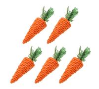 5 Pcs Bunny Chew Toys Natural Hay Treat Grass Carrot Toy Rabbit Chinchilla Hamster Guinea Pig for Cleaning Teeth