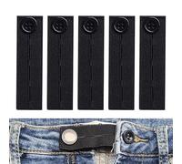 5 Pcs Button Extender for Trousers, Adjustable Wasitband Extender Set, Waist Expanders for Jeans Pants Too Small, for Pregnant Woman, Fat Person (Black, 5 Pcs)