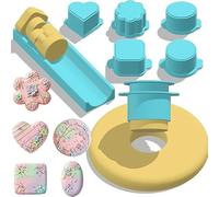 5 PCS Cake Mold Set with 7.87" Storage Tray, Heart Square Cloud Oval Round 3D Printed Plunger Cutters for DIY Baking, Professional Dessert Maker for Birthday Parties Wedding Holiday Favors