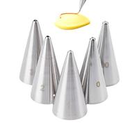 5 Pcs Cake Nozzle Tips Stainless Steel Icing Piping Nozzle Tips Professional Round Piping Tip Set for Decorating Cupcake Cake Cream Cake Fondant Cookies Pastries