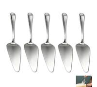 5 Pcs Cake Slicer, Stainless Steel Pie Server, Serrated Edge Cake Server and Pizza Cutter, Silver Cakes Spatula Serving Set for Cutting and Serving Fruit Dessert, Mirror Polished for Kitchen Party