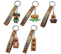 5 PCS Capybara Keyring, Cute Capybara Keychain Set, Cartoon Animal Keyring for Backpack, Bag, Keys, Gift for Animal Lovers, Children and Young Adults