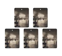 5 Pcs Car Air Fresheners Hanging Scented Cards for Cars Fireworks over The City Car Air Fresheners Cars Interior Decoration Fragrance Scented Cards for Rearview Mirror Auto Accessories