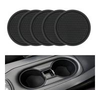 5 PCS Car Cup Holder Coasters, Universal Removabl Anti-Slip Shockproof Silicone Car Coasters for Cup Holders, Interior Accessories Universal for Most Cars Trucks(2.75in Black)