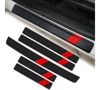 5 Pcs Car Door Sill Protector for Ford Mondeo MK5 2015-2023, Carbon Fiber Threshold Scuff Plate Car kick Plate Styling Sticker Welcome Pedal,Red