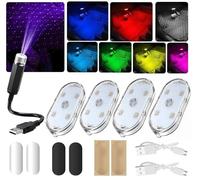 5 Pcs Car Led Interior Lights, 7 Colors Footwell Lights for Cars Interior Ambient Lighting USB Rechargeable Wireless Touch Car Light for Boot, Doors, Armrest Boxes, Sitting Areas