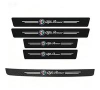 5 PCS Car Sill Protectors Strips for Alfa Romeo Tonale Stelvio MiTo Giulietta Giulia ALFA 4C, Carbon Fiber Car Door Sill Protector Cover Welcome Pedal Protector Cover