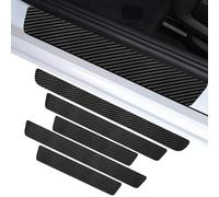 5 Pcs Carbon Fiber Door Sill Protectors for Porsche Macan 2015-2023 2024, Bumper Protector Car Kick Plates Accessories Carbon Fiber Threshold Protective Sticker