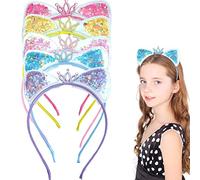 5 PCS Cat Ears Headband,Colorful Cat Ears Sequin Headbands,Glitter Metal Kitty Lovely Hair Accessories for Girls Daily Wear or Party Decorations