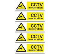 5 Pcs CCTV in Operation Sign, Self Adhesive CCTV Stickers Easy to Apply for Landscape Warning Signs Indoor Outdoor Use, Camera Security Deterrence 15cm x 5cm