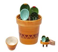 5 Pcs Ceramic Cactus Measuring Spoons in Pot - Decorative Figurine Measuring Spoon Set for Baking, Milk, Sugar, Salt, Kitchen Baking Tools