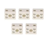 5 Pcs Ceramics Terminal Blocks, 2 Position 5 Hole High Temp Ceramic Wiring Block 250V 10A Insulation Porcelain Connectors Frequency Insulator Connector with Copper Contact for Electrical Wire Cable