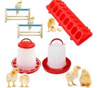 5 Pcs Chick Feeder and Waterer Kit, include 1.5L chicken waterer, 1.5Kg chicken feeder,1 Flip Top Poultry Feeder,2 chicken Stands Kit, for Coop and Brooder for Small Poultry Baby Chicks Ducks Quail