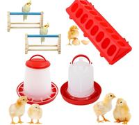 5 Pcs Chick Feeder and Waterer Kit, include 1.5L chicken waterer, 1.5Kg chicken feeder,Flip Top Poultry Feeder,chicken Stands Kit, for Coop and Brooder for Small Poultry Baby Chicks Ducks Quail