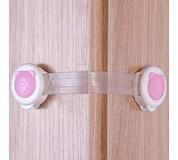 5 Pcs Child Safety Cupboard Latch Stick On Self Adhesive Safety Lock for Kitchen Baby Proofing Latch Children Proof Latches for Door, Drawer, Closet, Refrigerator, Trash, Pink/Blue