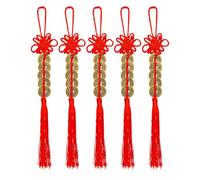 5 Pcs Chinese New Year Decorations, Chinese Lucky Coins Tassel, Five Emperors Money Traditional Feng Shui Coins Luck New Year Pendant for Chinese New Year for Home, Car Decors (Red)