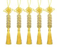 5 Pcs Chinese New Year Decorations, Chinese Lucky Coins Tassel, Five Emperors Money Traditional Feng Shui Coins Luck New Year Pendant for Chinese New Year for Home, Car Decors (Yellow)
