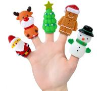 5 PCS Christmas Finger Puppets for Toddlers 3-5 Years Old - Cute Holiday Hand Puppets Set with Santa Claus, Moose, Snowman, Christmas Tree, Gingerbread Man - Festive Kids Christmas Toys
