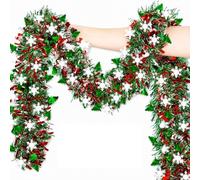5 PCS Christmas Garland for Home Decoration, 2 Metres Each, 9 cm Wide | Shimmering PVC Material, Flexible Wire Core, Suitable for Christmas Tree, Stairs, Home, Office Party Decoration