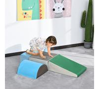 HOMCOM 5 Piece Soft Safe Foam Playset Climb and Crawl Activity Toy for Toddler - Blue - 40.6cm x 40.6cm x 20.3cm - pieces play foam Block