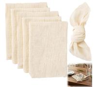 5 Pcs Cloth Napkins, 42 * 42cm - Cotton Linen Napkins, Reusable Party Napkins for Adults - Cloth Napkins for Christmas, Weddings, Cocktail Parties, Birthday Celebrations and Home Deco - Beige