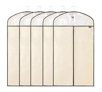 5 Pcs Clothes Cover for Hanging, Breathable Garment Bags with Clear Window for Long Dresses Skirt Coat Suit Shirt Jacket(Yellow,60 * 90cm/24 * 35in)
