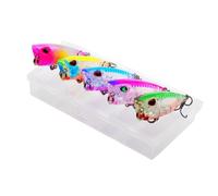 5 Pcs Color Mixed Pack Mini Popper Fishing Kit 4cm 3.5g Tackle Set with Box Top Water Carp Artificial Bait