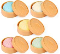 5 PCS Colorful Dumpling Stress Balls Fidget Sensory Toy,Squeeze Dough Ball Stress Relief Hand Toy,Bun with Food Steamer Stretchy Desk Toys