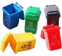5 Pcs Colourful 1: 12 Scale Life Scene Mini Trash Can Decor Waste Container Miniature Sorting Garbage Bin Model, Microscopic Scene Dollhouse Accessories
