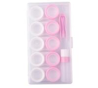 5 Pcs Contact Lens Cases, Contact Lens Holder Portable Eye Contacts Mini Case Container Set with L and R Caps Including Solution Bottle,Rubber-Tipped (Pink and White)
