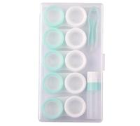 5 Pcs Contact Lens Cases, Contact Lens Holder Portable Eye Contacts Mini Case Container Set with L and R Caps Including Solution Bottle,Rubber-Tipped (Green and White)