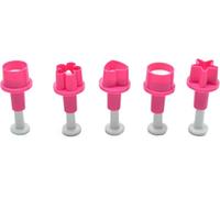 5 Pcs Cookie Cutters, Fondant Cake Cookie Plunger Cutter, Mini Plastic Biscuit Plunger Fondant Decorating Mold, Heart/Round/Star/Flower