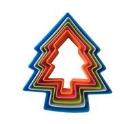 5 Pcs Cookie Cutters Shapes Baking Set, Christmas Tree Shape Biscuit Plastic Molds Cutters for Kitchen Baking Birthday Christmas