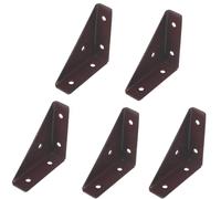 5 Pcs Corner Brackets, Angle Shelf Brackets, Triangular Steel Support for Bed Desk, Large, Brown