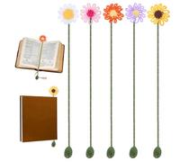 5 PCS Crochet Bookmarks Cute Funny Handmade Daisy Sunflower Bookmark for Women Personalized Bookmark Vibrant Crochet Flower Bookmarks for Women Book Lovers Teachers Birthday Gifts (5 Style)