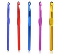 5 Pcs Crochet Hook Set 6.5m/8mm/9mm/10mm/12mm Large Size Ergonomic Handle Aluminum Knitting Needles Craft Weave Yarn Set Colorful Aluminum Crochet Hook Set