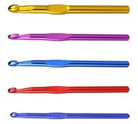 5 Pcs Crochet Hook Set 6.5m/8mm/9mm/10mm/12mm Large Size Ergonomic Handle Aluminum Knitting Needles Craft Weave Yarn Set Colorful Aluminum Crochet Hook