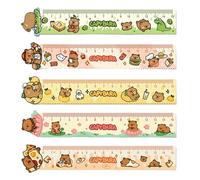 5 Pcs Cute Cartoon Rulers - 15cm Straight, Wavy, Acrylic, Lovey Capybara, Small Centimeter Measuring for Journal - Women Girls Boys Kids (Capybara)